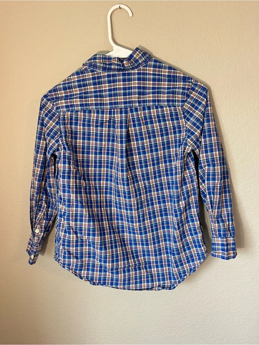 Ralph Lauren Boys Size 8 Blue Plaid Cotton Button Down Shirt Preppy Fall classic